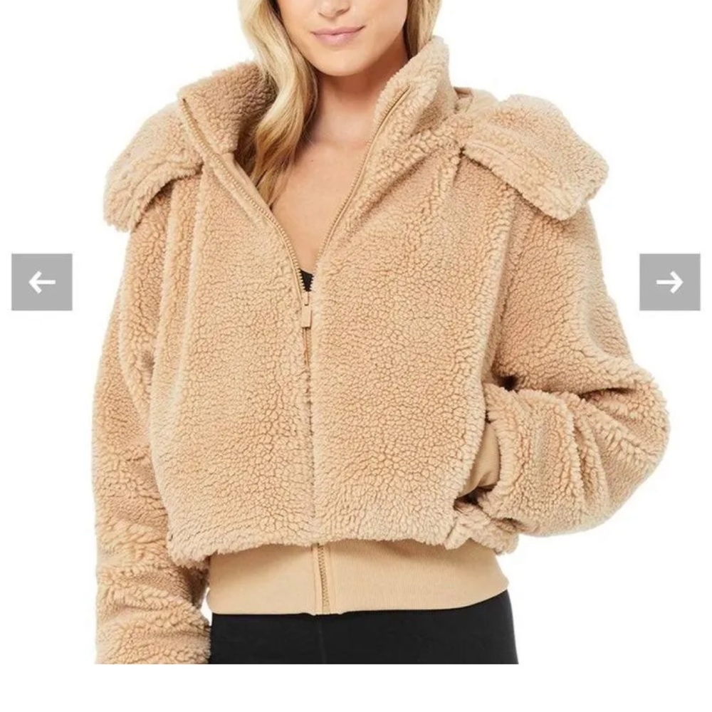 Alo Yoga Sherpa Cropped Bomber Jacket - Dusty Rose